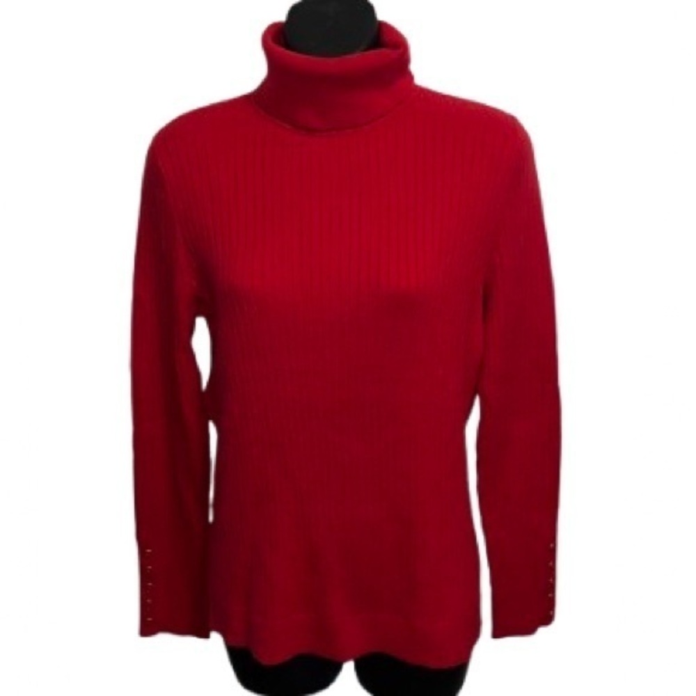 Talbots red long sleeve knit turtleneck sweater NWT size M